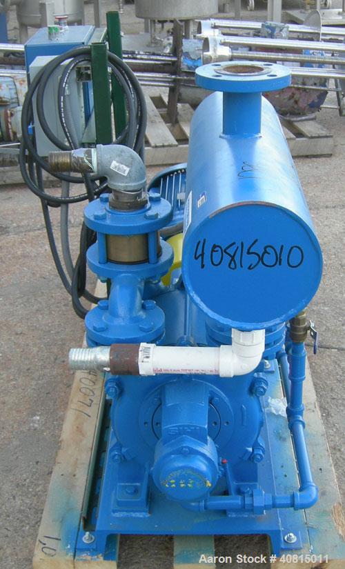 Used Sihi Liquid Ring Vacuum Pump, Model LPHR50523ABAAAOBS, Carbon Steel.  2 1/2" inlet/outlet.  Approximately 315 cfm at 4" hg. Driven by a 20 hp, 3/60/208-230/460 volt, 1755 rpm motor.  Base mounte...