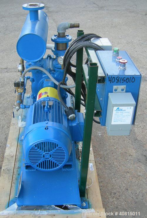 Used Sihi Liquid Ring Vacuum Pump, Model LPHR50523ABAAAOBS, Carbon Steel.  2 1/2" inlet/outlet.  Approximately 315 cfm at 4" hg. Driven by a 20 hp, 3/60/208-230/460 volt, 1755 rpm motor.  Base mounte...