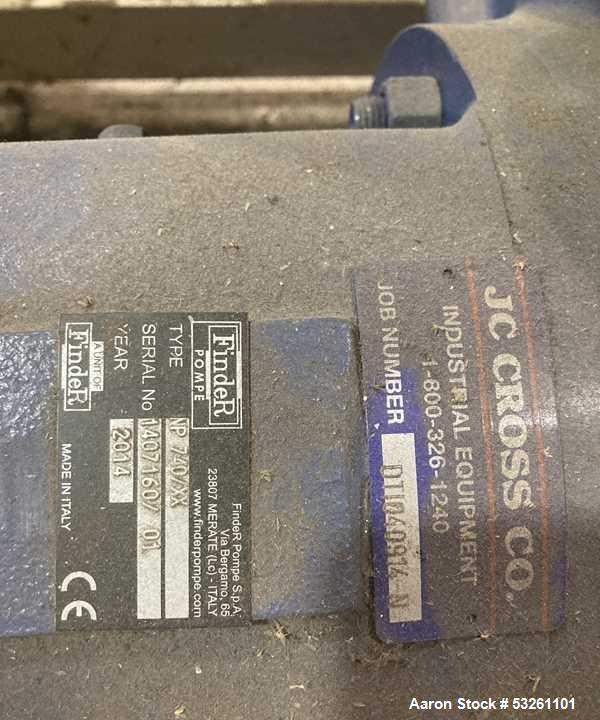 Used FindeR Pompe S.p.a. Liquid Ring Vacuum Pump, Model NP 740/XX. Vacuum pump is in storage as a spare for the Boiling Pan System. Pump only, does not include a motor or base.