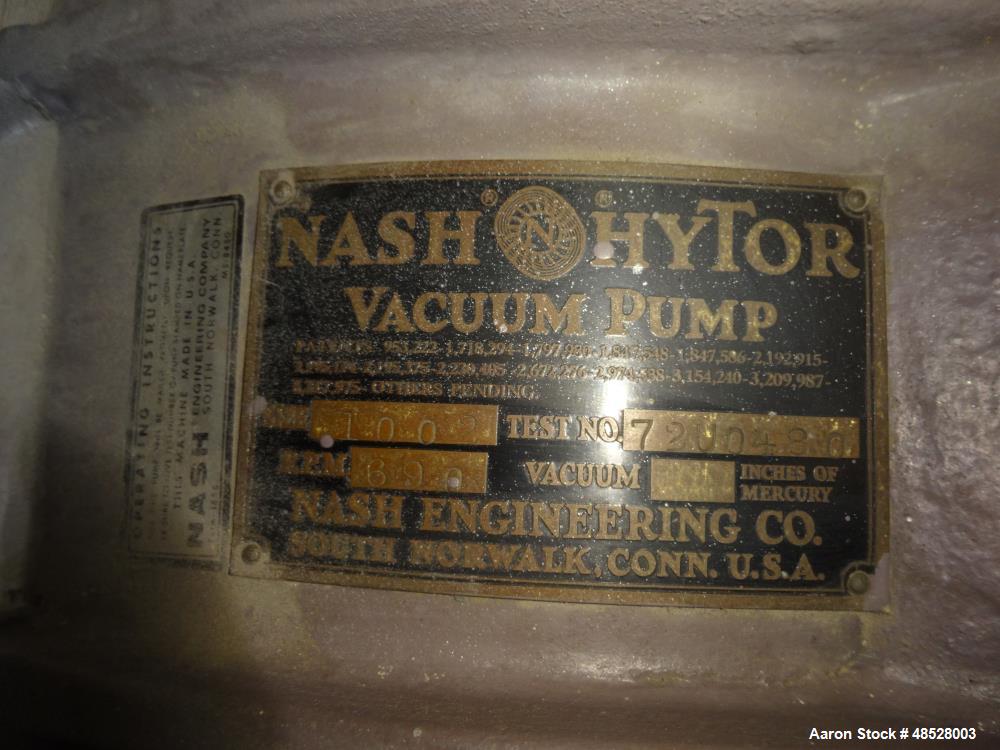 Used- Nash Hytor Liquid Ring Vacuum Pump, Model 1002, Carbon Steel.