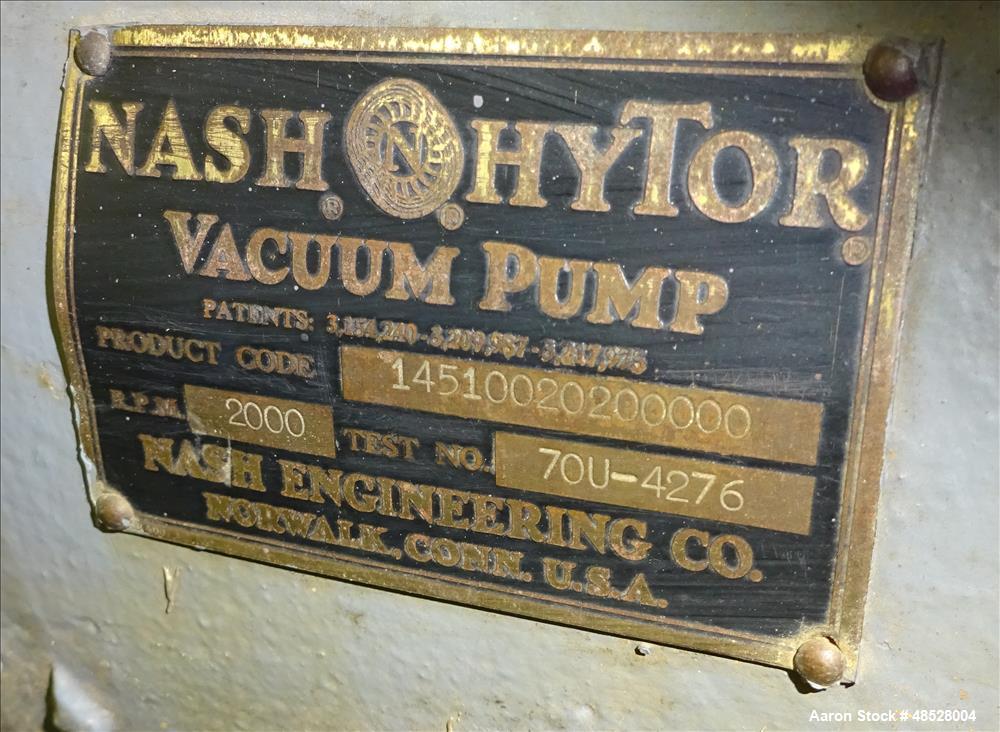 Used- Nash Hytor Vacuum Pump, Size 202, Product Code 14510020200000, Carbon Stee