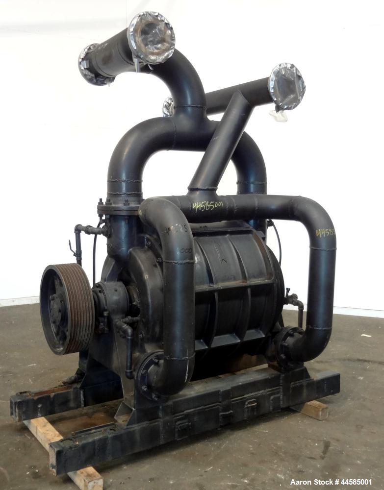 Used Nash Liquid Ring Vacuum Pump, Model CL3002, Carbon Steel. Approximately 2590 cfm at 24" Hg at 500 rpm. Requires motor.