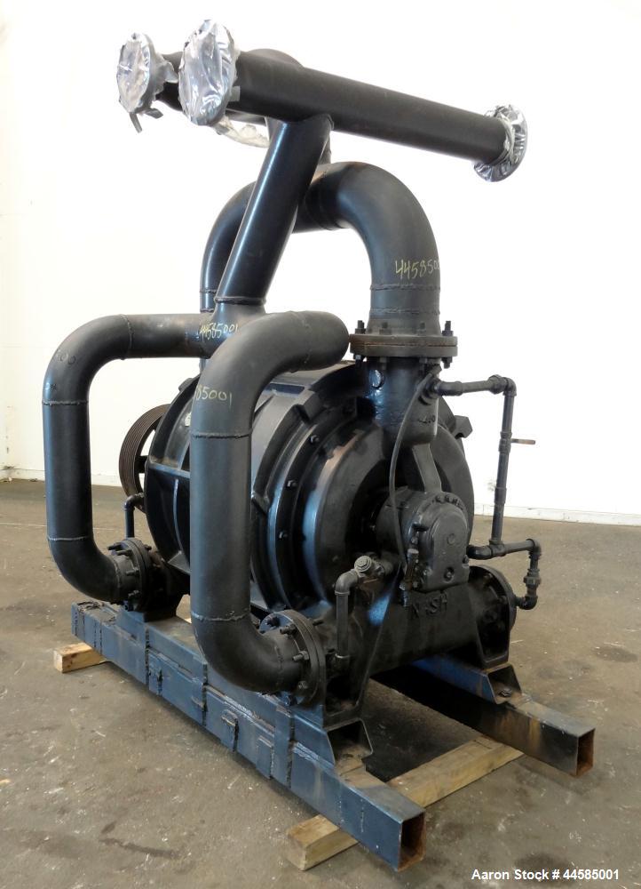 Used Nash Liquid Ring Vacuum Pump, Model CL3002, Carbon Steel. Approximately 2590 cfm at 24" Hg at 500 rpm. Requires motor.