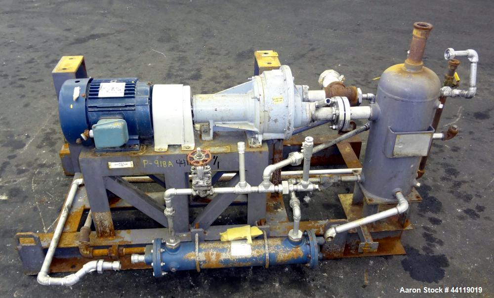 Used Nash Liquid Ring Vacuum Pump, Size AHF-80, 316 Stainless Steel. Flow rate of 2 Gallons per minute, approximate 72 cfm. Driven by a 5 hp, 3/60/208-230/460 volt, 1745 rpm motor. Includes a holding...