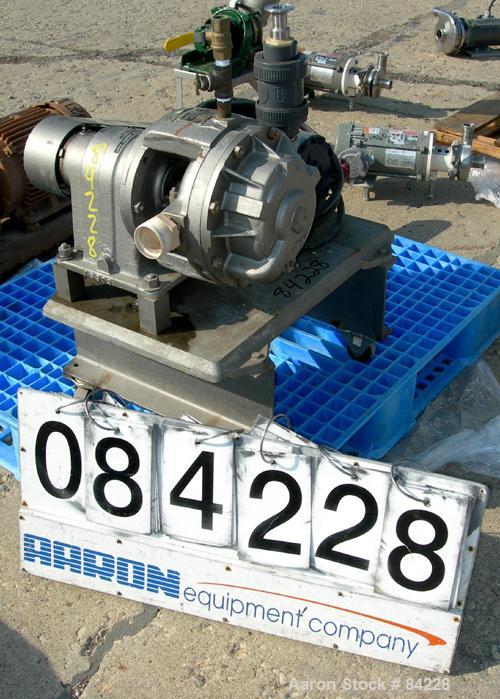 USED: Nash Hytor liquid ring vacuum pump, model AL574, carbon steel. Approx capacity 30 cfm at 21" hg at 1740 rpm. 1-1/2" NPT inlet/outlet. Driven by a 5 hp, 3/60/208-230/460 volt, 1740 rpm motor. Mo...