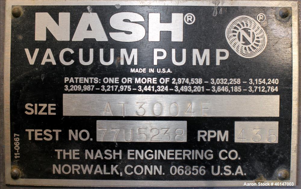 Unused- Nash Main Condenser Exhaust System, Model AT-3400E