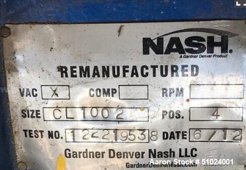 Used- Nash Gardner Denver Liquid Ring Vacuum Pump