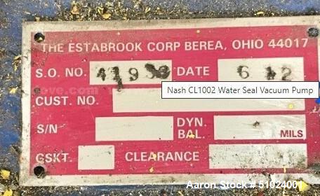 Used Nash Gardner Denver Liquid Ring Vacuum Pump