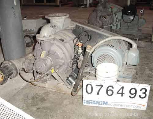Used Nash Liquid Ring Vacuum Pump, Model CL-1002, Cast Iron. Capacity 1060 cfm at 15" hg/870 cfm at 26" hg. 5" Inlet, 4" outlet. Driven by a 60 hp, 3/60/230/460 volt, 1780 rpm motor. Base mounted. In...