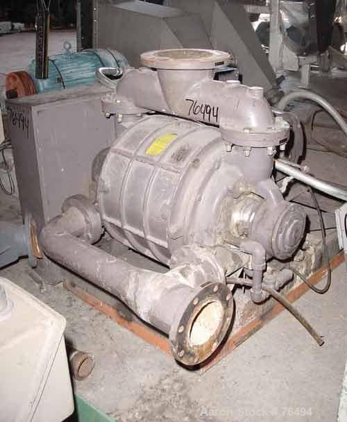 Used Nash Liquid Ring Vacuum Pump, Model CL-1002, Cast Iron. Capacity 1060 cfm at 15" hg/870 cfm at 26" hg. 5" Inlet, 4" outlet. Driven by a 60 hp, 3/60/230/460 volt, 1775 rpm motor. Base mounted. In...