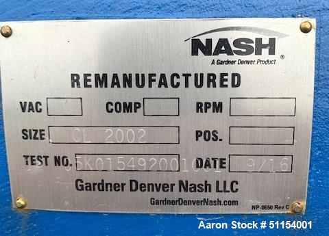 Used Nash Gardner Denver Liquid Ring Vacuum Pump, Model CL-2002