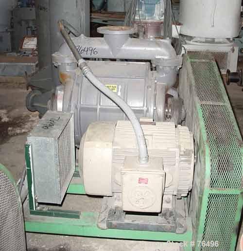 Used Nash Liquid Ring Vacuum Pump, Model CL-2002, Cast Iron. Capacity 1870 cfm at 15" hg/1600 cfm at 26" hg. 6" Inlet, 5" outlet. Driven by a 100 hp, 3/60/230/460 volt, 1790 rpm motor. Base mounted. ...