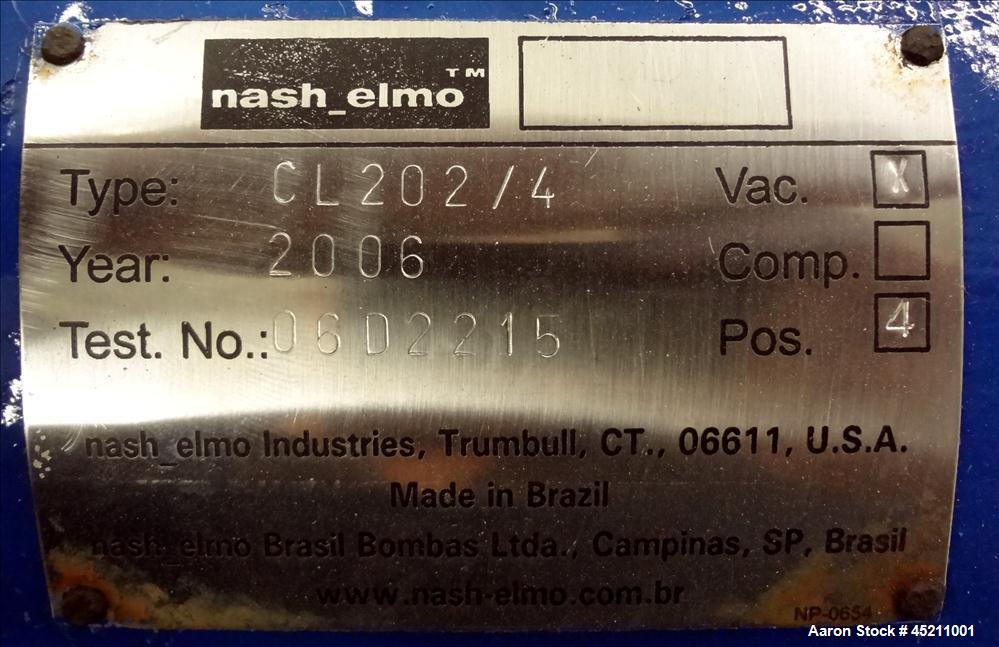 Used Carbon Steel Nash Elmo CL Liquid Ring Vacuum Pump, Model CL-202/4
