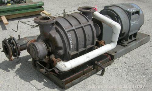 Used Nash Vacuum Pump, Type CL1003. Approximately 330 cfm at 100 mm hg, carbon steel. Test number 83U0431. 690 rpm. Driven by a 50 hp, 3/60/230/460 volt, 705 rpm motor. Base mounted.