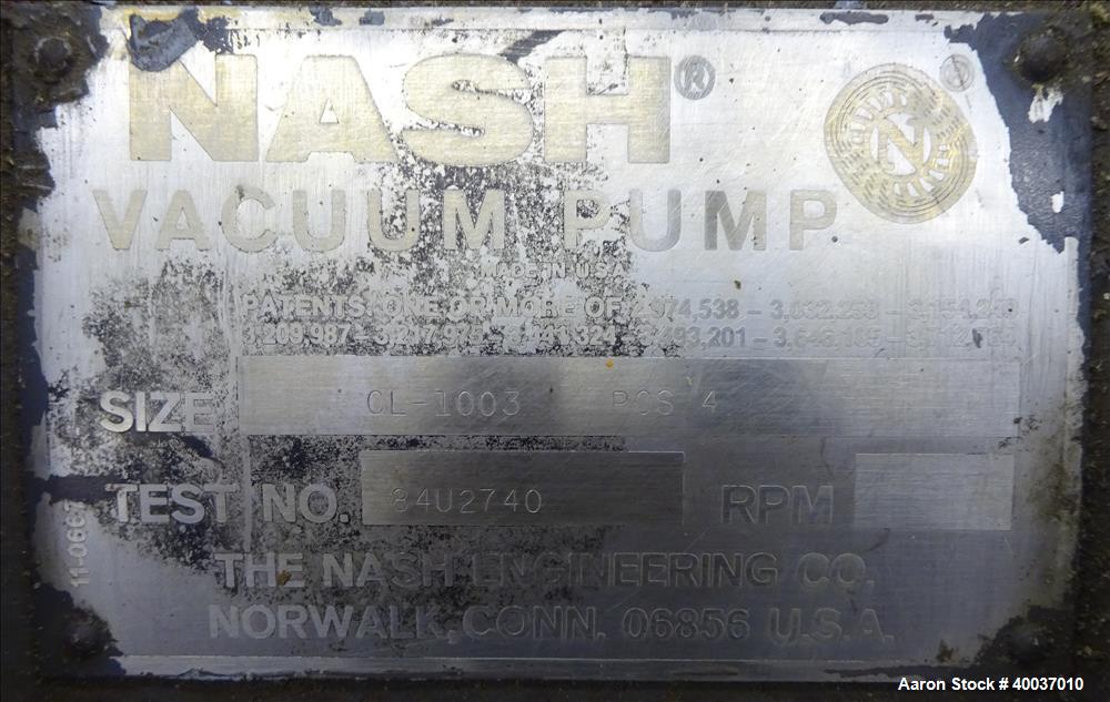 Used Carbon Steel Nash Vacuum Pump, Type CL1003