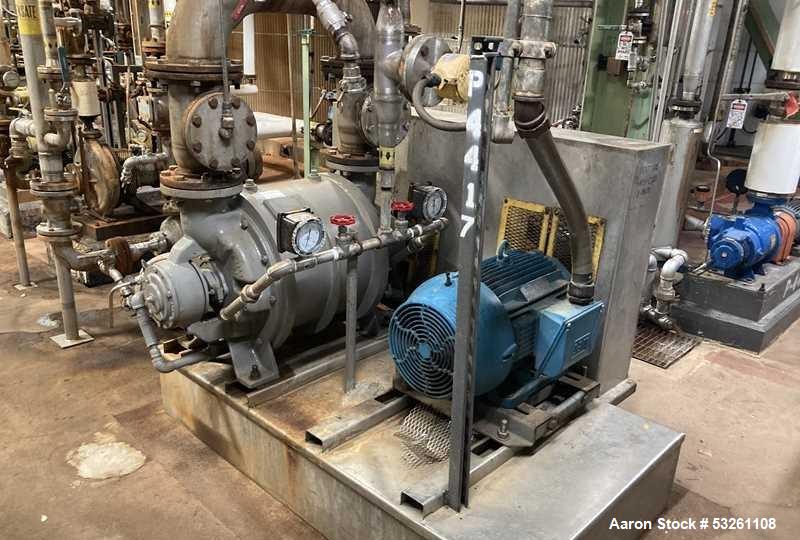Used Nash Engineering Company Vacuum Pump, Model CL1003. Stainless steel vacuum pump. 50 HP. approximate 330 CFM. On base with 50 HP/230-460/3/60 motor drive.