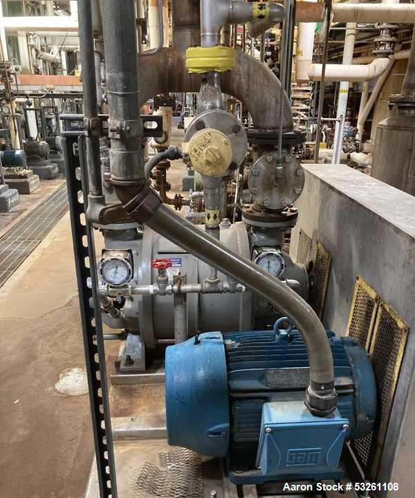 Used Nash Engineering Company Vacuum Pump, Model CL1003. Stainless steel vacuum pump. 50 HP. approximate 330 CFM. On base with 50 HP/230-460/3/60 motor drive.