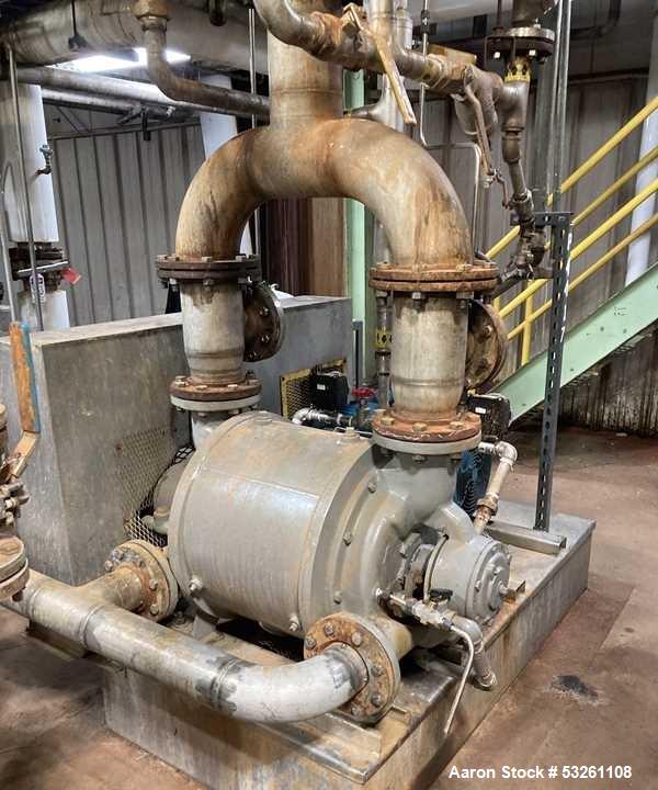 Used Nash Engineering Company Vacuum Pump, Model CL1003. Stainless steel vacuum pump. 50 HP. approximate 330 CFM. On base with 50 HP/230-460/3/60 motor drive.