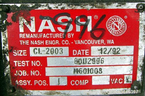 Used Nash Liquid Ring Vacuum Pump, Model CL2003