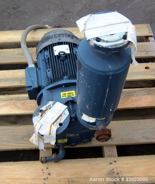 Used Nash Vacuum Pump, Model EC150M, Carbon Steel. Approximate 100 cfm. 1-1/2" Inlet/outlet. Driven by a 7.5hp, 3/60/230/460 volt, 1775 rpm motor.
