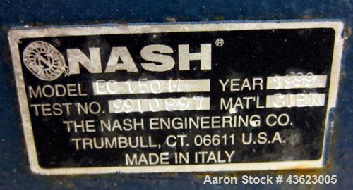 Used Nash Vacuum Pump, Model EC150M, Carbon Steel. Approximate 100 cfm. 1-1/2" Inlet/outlet. Driven by a 7.5hp, 3/60/230/460 volt, 1775 rpm motor.