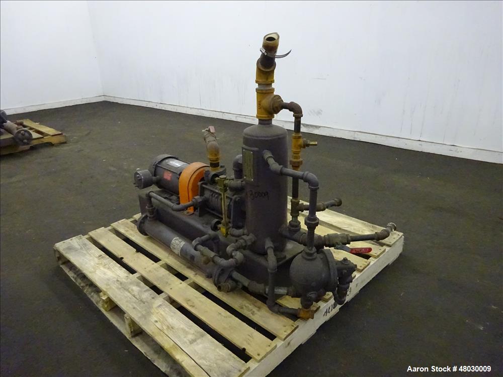 Used Nash Two Stage Liquid Ring Vacuum Pump Model ET32030, Carbon Steel.