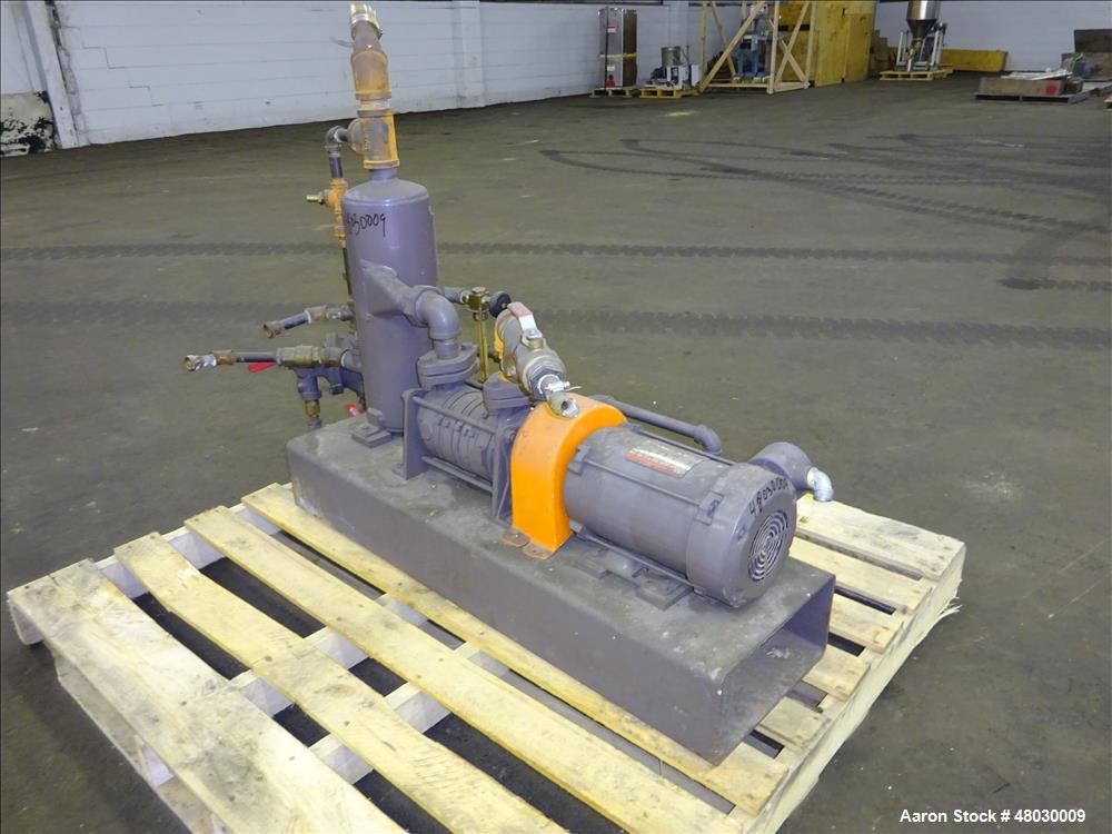Used Nash Two Stage Liquid Ring Vacuum Pump Model ET32030, Carbon Steel.