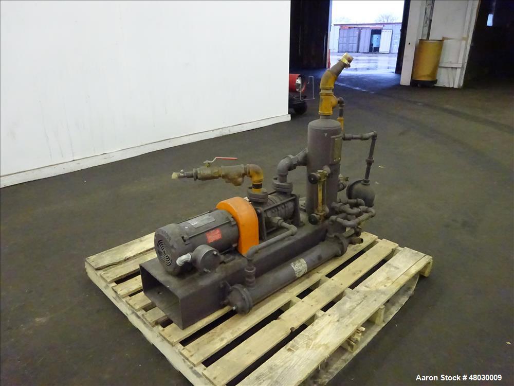 Used Nash Two Stage Liquid Ring Vacuum Pump Model ET32030, Carbon Steel.
