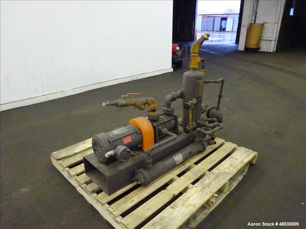 Used- Nash Two Stage Liquid Ring Vacuum Pump Model ET32030, Carbon Steel.