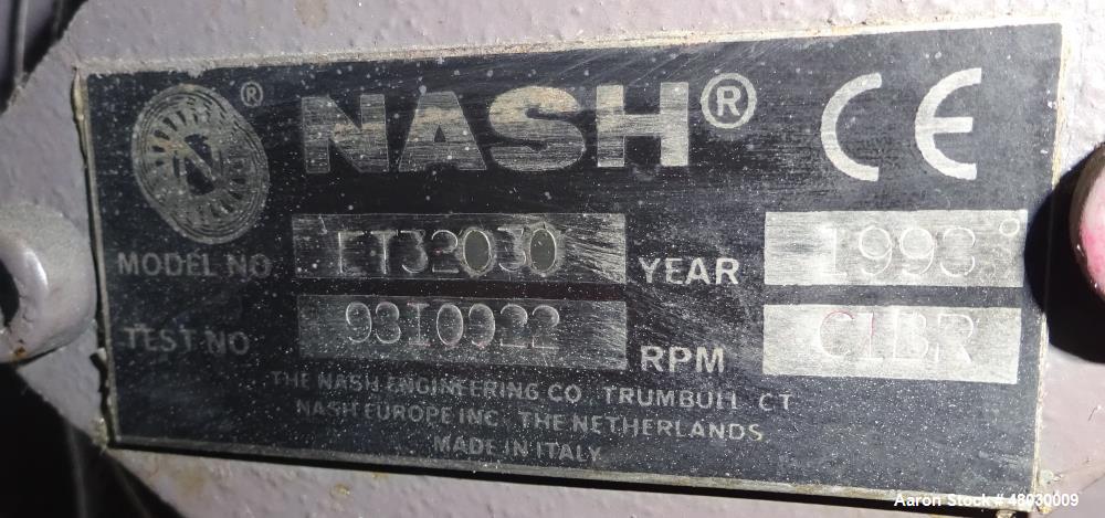 Used- Nash Two Stage Liquid Ring Vacuum Pump Model ET32030, Carbon Steel.
