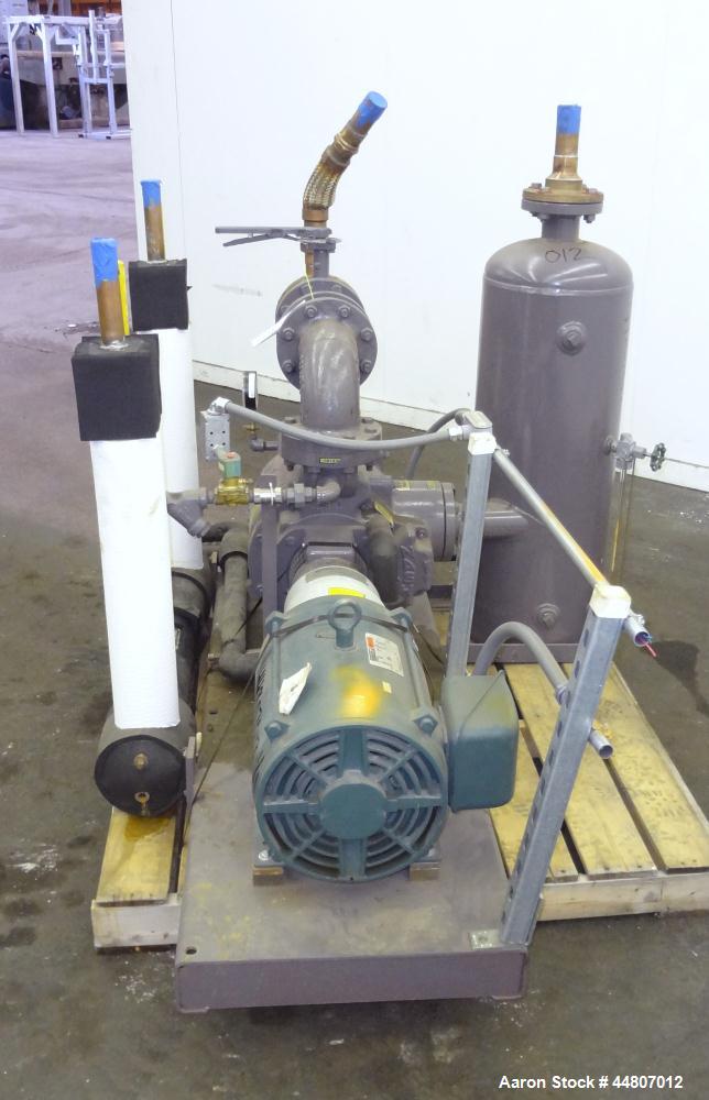 Used Nash Liquid Ring Vacuum Pump, Size SC4/7, Carbon Steel.  Flow rate of 10 gallons per minute 25 to 28" Hg vacuum, approximately 300 cfm.  Driven by a 20 hp, 3/60/230/460 volt, 1175 rpm motor. Inc...