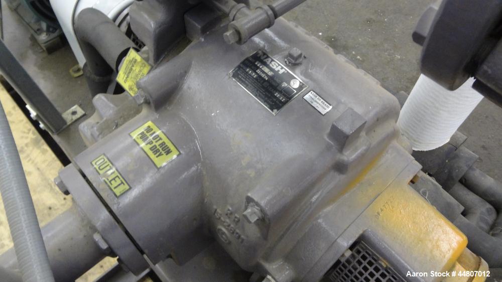 Used Nash Liquid Ring Vacuum Pump, Size SC4/7, Carbon Steel.  Flow rate of 10 gallons per minute 25 to 28" Hg vacuum, approximately 300 cfm.  Driven by a 20 hp, 3/60/230/460 volt, 1175 rpm motor. Inc...