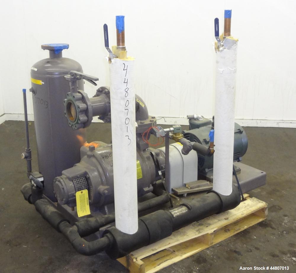Used Nash Liquid Ring Vacuum Pump, Size SC4/7, Carbon Steel.  Flow rate of 10 gallons per minute 25 to 28" Hg vacuum, approximately 300 cfm.  Driven by a 20 hp, 3/60/230/460 volt, 1175 rpm motor. Inc...
