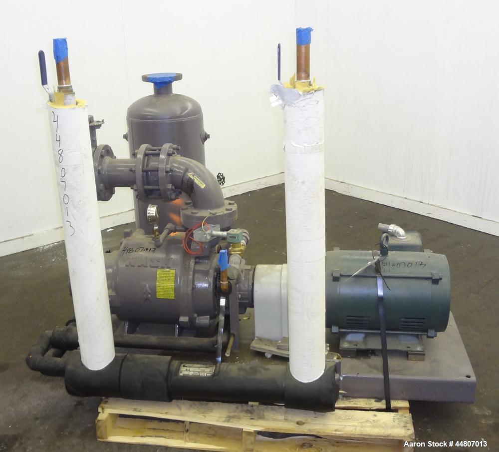 Used Nash Liquid Ring Vacuum Pump, Size SC4/7, Carbon Steel.  Flow rate of 10 gallons per minute 25 to 28" Hg vacuum, approximately 300 cfm.  Driven by a 20 hp, 3/60/230/460 volt, 1175 rpm motor. Inc...