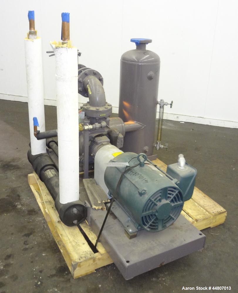 Used Nash Liquid Ring Vacuum Pump, Size SC4/7, Carbon Steel.  Flow rate of 10 gallons per minute 25 to 28" Hg vacuum, approximately 300 cfm.  Driven by a 20 hp, 3/60/230/460 volt, 1175 rpm motor. Inc...