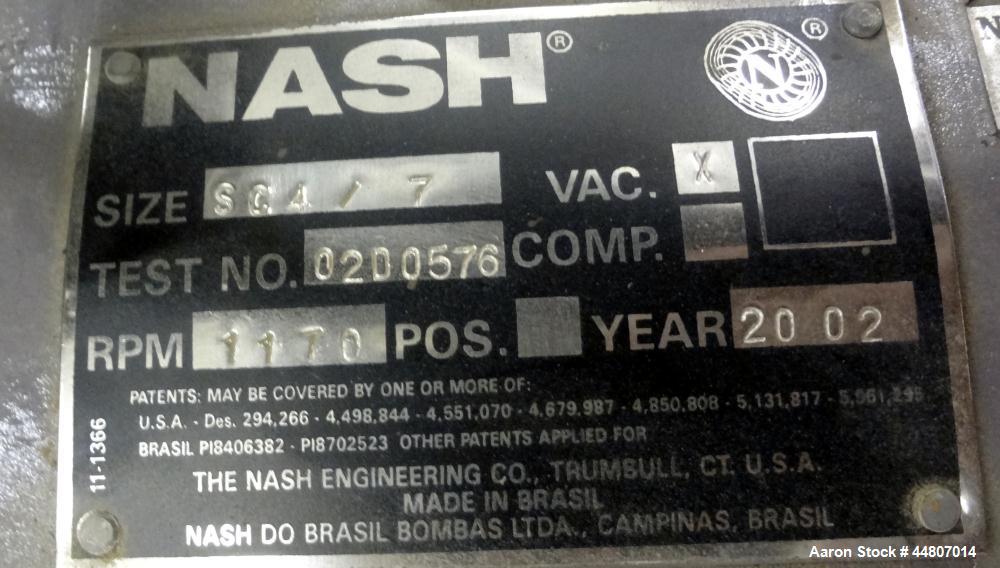 Used Carbon Steel Nash Liquid Ring Vacuum Pump