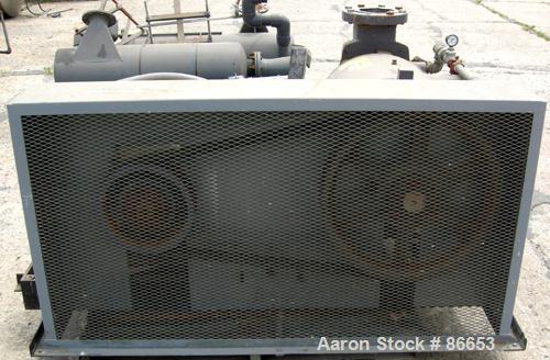 Used Nash Liquid Ring Vacuum Pump, Model SC7, Cast Iron Construction. Approximate capacity 700 CFM at 880 RPM. Driven by a 75 HP, 3/60/230/460 Volt, 1765 RPM motor. 6" inlet/outlet. Includes muffler....