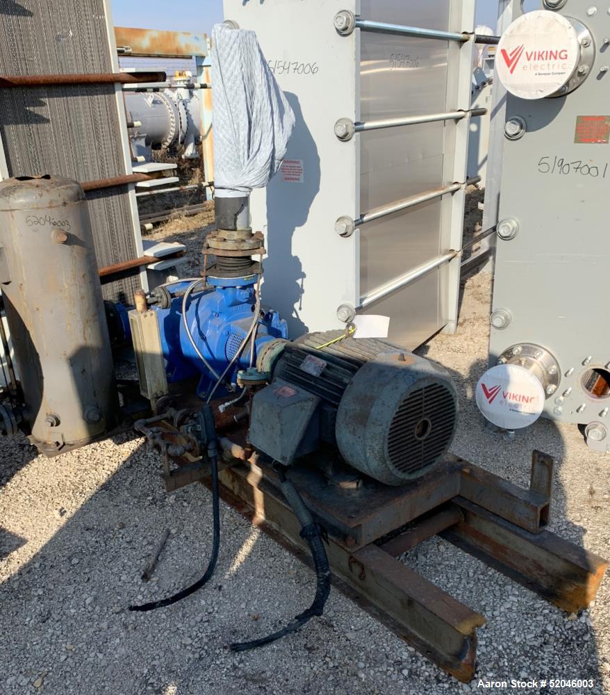 Used Nash Two Stage Liquid Ring Vacuum Pump, Model TC5/5. 316 Stainless Steel Material Construction. Approximately 300 to 450 CFM. Maximum 1450rpm. Driven by a 25hp, 3/60/460 volt, 1175rpm motor. App...