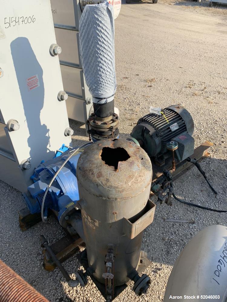 Used Nash Two Stage Liquid Ring Vacuum Pump, Model TC5/5. 316 Stainless Steel Material Construction. Approximately 300 to 450 CFM. Maximum 1450rpm. Driven by a 25hp, 3/60/460 volt, 1175rpm motor. App...