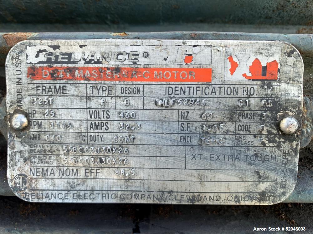 Used Nash Two Stage Liquid Ring Vacuum Pump, Model TC5/5. 316 Stainless Steel Material Construction. Approximately 300 to 450 CFM. Maximum 1450rpm. Driven by a 25hp, 3/60/460 volt, 1175rpm motor. App...