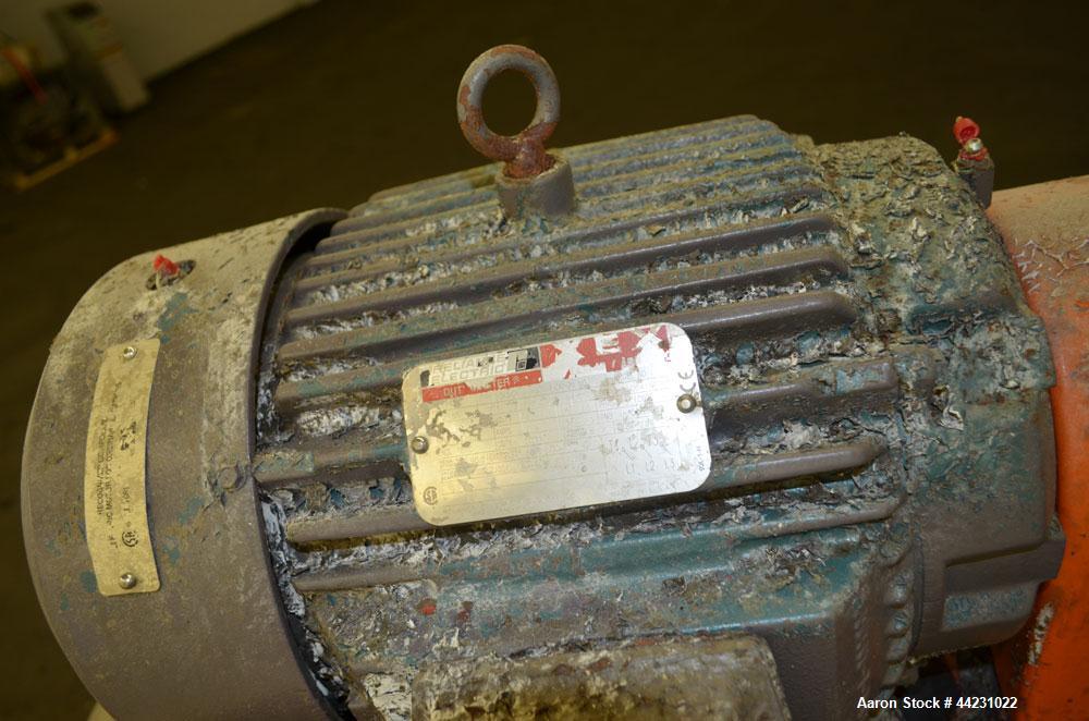 Used Nash Two Stage Liquid Ring Vacuum Pump, Model TCM1/5, Carbon Steel. Approximate 100 CFM. Driven by a 10hp, 3/60/460 volt, 1755 rpm motor. Includes a tank. Base mounted. Built 2002.