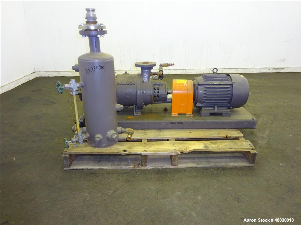 Used Nash Two Stage Liquid Ring Vacuum Pump, Model TCM1/7, Carbon Steel.