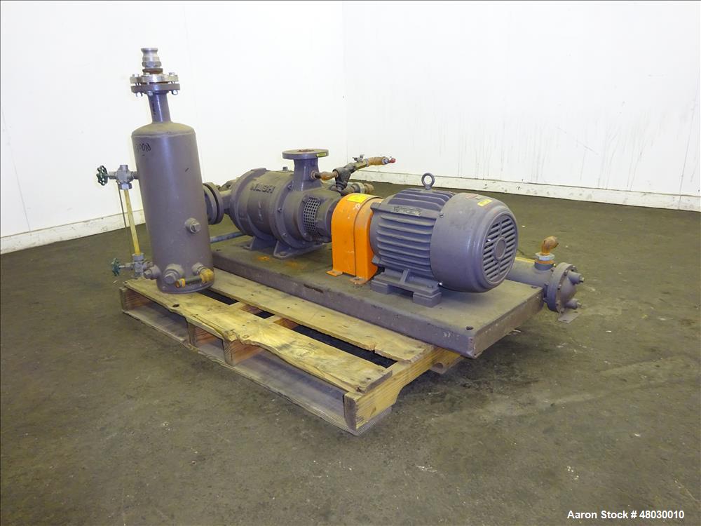 Used Nash Two Stage Liquid Ring Vacuum Pump, Model TCM1/7, Carbon Steel.