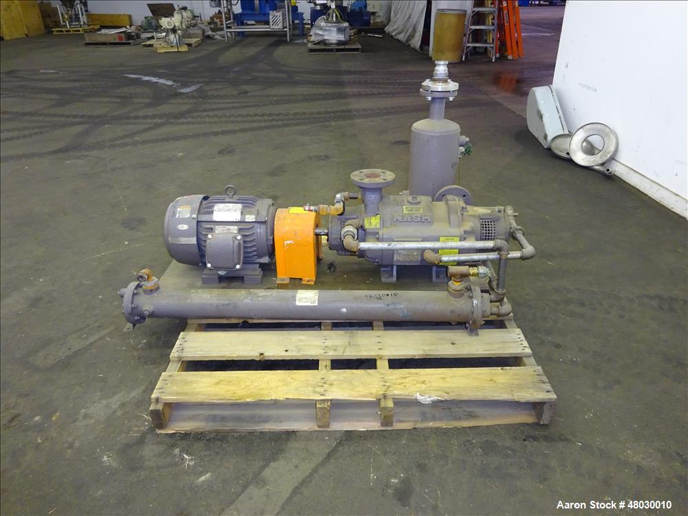 Used Nash Two Stage Liquid Ring Vacuum Pump, Model TCM1/7, Carbon Steel.