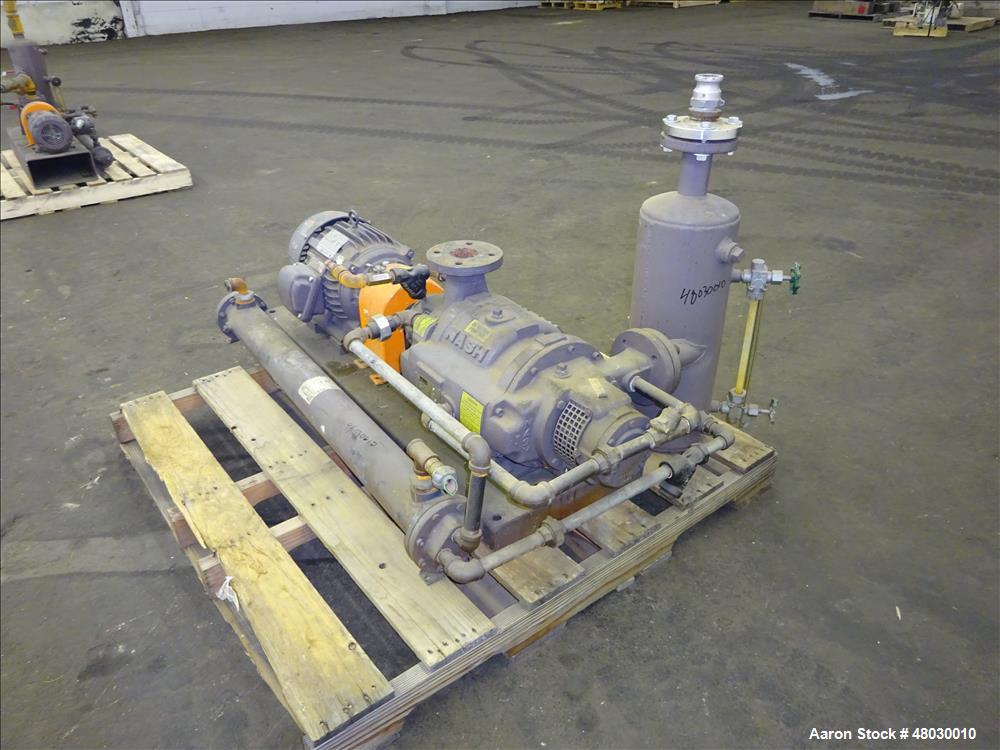 Used Nash Two Stage Liquid Ring Vacuum Pump, Model TCM1/7, Carbon Steel.