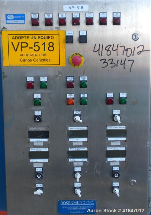Used Apovac Vacuum System consisting of: (1) Vacuum pump, driven by a 30 hp motor. (1) Industrial Piping heat exchanger, (1) Industrial Piping pressure tank, and a control panel. Mounted on a carbon ...