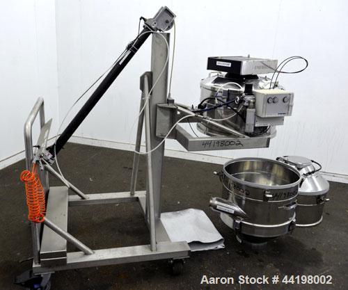 Used PIAB Vacuum conveying system consisting of: (1) PIAB Air Driven Maxi Vacuum Pump, Model MLL800 MKI, approximate 119 SCFM. Includes a 316 stainless steel filter unit with a model VCC-PA controlle...