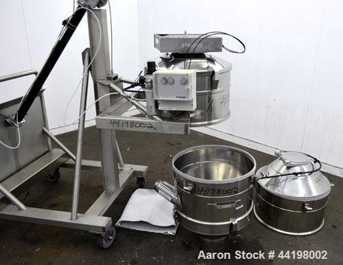 Used PIAB Vacuum conveying system consisting of: (1) PIAB Air Driven Maxi Vacuum Pump, Model MLL800 MKI, approximate 119 SCFM. Includes a 316 stainless steel filter unit with a model VCC-PA controlle...