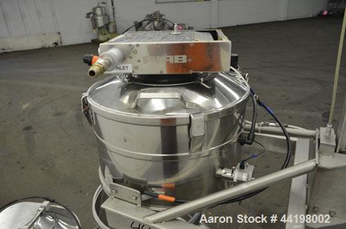 Used PIAB Vacuum conveying system consisting of: (1) PIAB Air Driven Maxi Vacuum Pump, Model MLL800 MKI, approximate 119 SCFM. Includes a 316 stainless steel filter unit with a model VCC-PA controlle...
