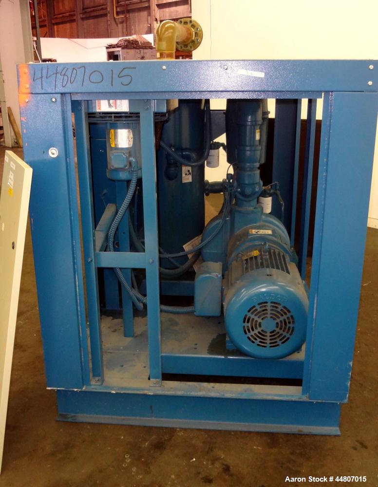Used Quincy Compressor QSVI Series Rotary Screw Vacuum Pump, Model QSVI25ACN3A. Air cooled, nominal capacity 365 ACFM, base vacuum level 29.9 HgV, inlet connection 4". Driven by a 25hp, 3/60/230/460 ...